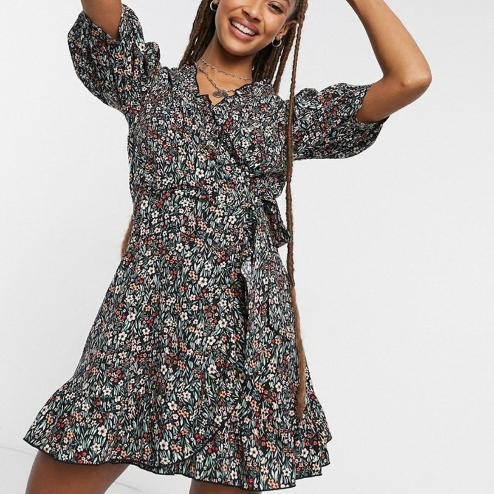 Topshop printed wrap dress